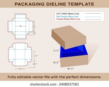 Gift Box Template, With Lid Dieline Template, Vector File
