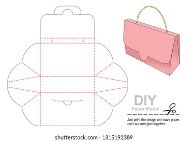 Gift Box Template. Paper Bag Self - folding. DIY.