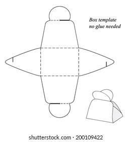 Gift box template with round handle, no glue needed