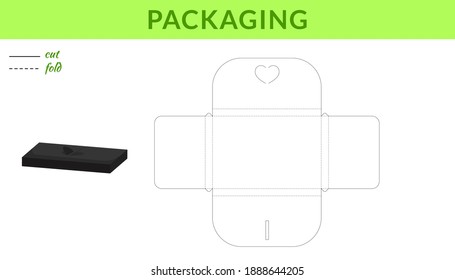 Gift Box Template for Valentine's day, birthdays, baby showers for sweets, candies, small presents, bakery. Retail box blueprint template design. Print, cutout, fold, glue. Vector stock illustration.