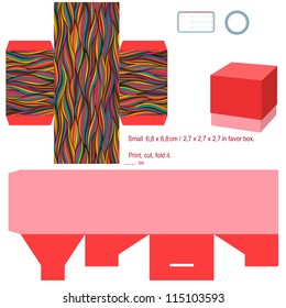 Gift box template. Waves pattern. Empty label.