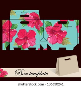 Gift box template.Print. Cut along solid outer border with scissors. Fold back on dashed lines to form your favor box. Use adhesive to secure side and bottom flap.