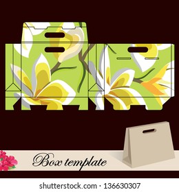 Gift box template.Print. Cut along solid outer border with scissors. Fold back on dashed lines to form your favor box. Use adhesive to secure side and bottom flap.