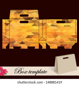 Gift box template.Print. Cut along solid outer border with scissors. Fold back on dashed lines to form your favor box. Use adhesive to secure side and bottom flap.