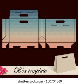 Gift box template.Print. Cut along solid outer border with scissors. Fold back on dashed lines to form your favor box. Use adhesive to secure side and bottom flap.