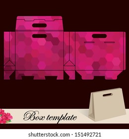 Gift box template.Print. Cut along solid outer border with scissors. Fold back on dashed lines to form your favor box. Use adhesive to secure side and bottom flap.