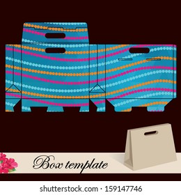 Gift box template.Print. Cut along solid outer border with scissors. Fold back on dashed lines to form your favor box. Use adhesive to secure side and bottom flap.