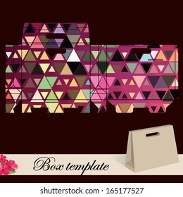 Gift box template.Print. Cut along solid outer border with scissors. Fold back on dashed lines to form your favor box. Use adhesive to secure side and bottom flap.