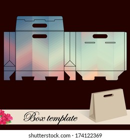 Gift box template.Print. Cut along solid outer border with scissors. Fold back on dashed lines to form your favor box. Use adhesive to secure side and bottom flap.