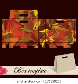 Gift box template.Print. Cut along solid outer border with scissors. Fold back on dashed lines to form your favor box. Use adhesive to secure side and bottom flap.