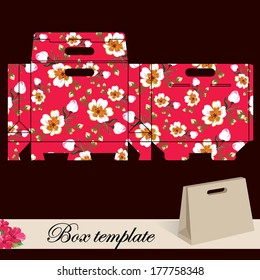 Gift box template.Print. Cut along solid outer border with scissors. Fold back on dashed lines to form your favor box. Use adhesive to secure side and bottom flap.