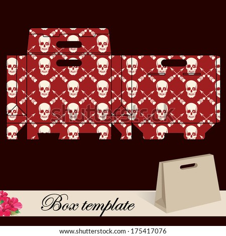 Gift box template.Print. Cut along solid outer border with scissors. Fold back on dashed lines to form your favor box. Use adhesive to secure side and bottom flap.