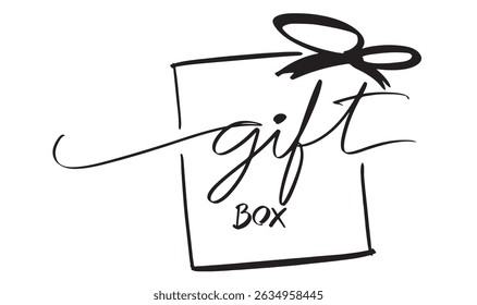 Gift box text font calligraphy hand written lettering script black color object icon gift box award drawing lone element surprise present celebration bow anniversary luxury birthday present gift box 