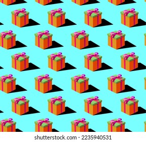 Gift box textile pattern with hard shadows