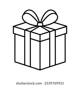 Gift box thin line icon vector on white background.