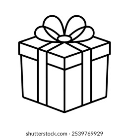 Gift box thin line icon vector on white background.
