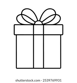 Caja de regalo delgada línea icono Vector sobre fondo blanco.