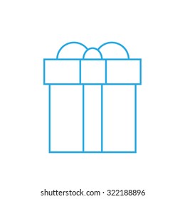 Gift Box Thin Line Minimalistic Hand Draw Logo Present Outline Icon Vector Illustration
