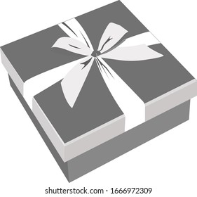 Caja de regalo atada con un lazo con un arco.Feliz cumpleaños. Icono portador plano de vacaciones para la decoración de tarjetas, invitaciones, saludos, etc.
