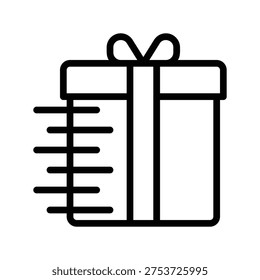 Gift box with tied ribbon on top. Single line icon.