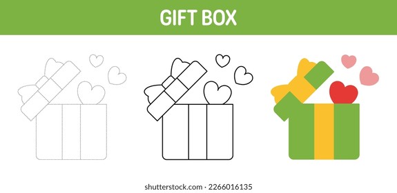 Hoja de cálculo de seguimiento y coloreado de cajas de regalo para niños