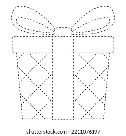 Gift box tracing worksheet for kids