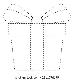 Gift box tracing worksheet for kids