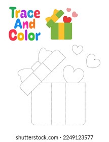 Gift Box tracing worksheet for kids