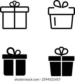 Gift box in a trendy flat style. Present gift box icon. Christmas gift icon isolated elements