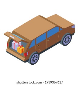 Gift box trunk car icon. Isometric of Gift box trunk car vector icon for web design isolated on white background