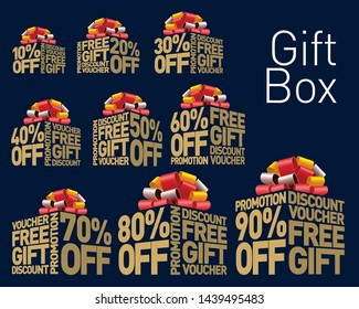 Gift box in typography style with offers