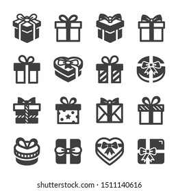 Gift box variety vector icon set on white background