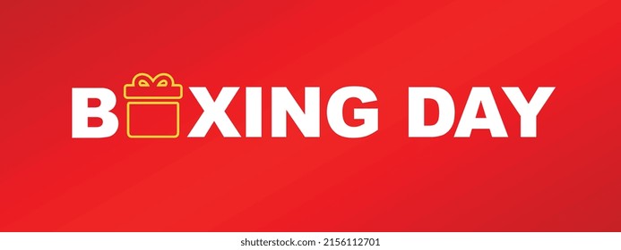 Gift Box Vector. Boxing Day. Red Background. For Poster, Social Media, Banner.