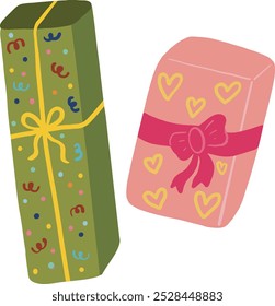 Gift box vector cartoon set icon. Illustration of isolated cartoon box. Set of Christmas gifts, valentines gifts, New Year presents, gift boxes with ribbons, gift box vector illustration in flat style