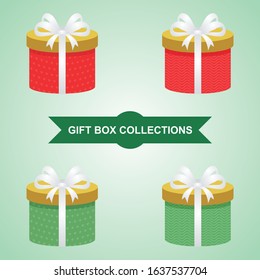 Gift Box Vector collection, colorful flat design with ribbon