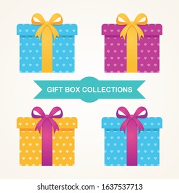 Gift Box Vector collection, colorful flat design with ribbon