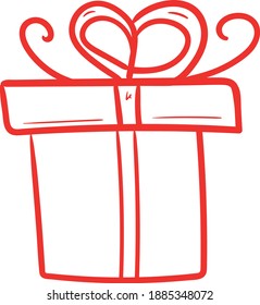 Caja de regalo en vector. Caja de regalo de Doodle en vector. Ilustración de vector de caja dibujada con mano