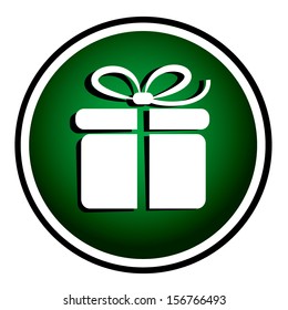 Gift box - vector green round icon