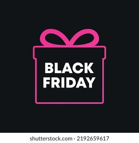 Gift box vector icon. Black Friday design. Ads, social media sales.