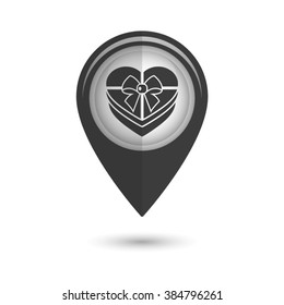Gift box - vector icon;  black map pointer