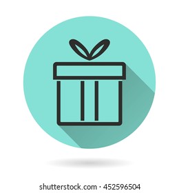 Gift Box vector icon. Black Illustration isolated on green background for graphic and web design.