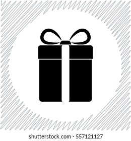 Gift box vector icon - black  illustration