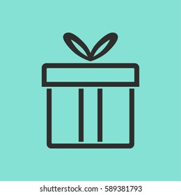 Gift Box vector icon. Black illustration isolated for graphic and web design.
