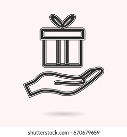 Gift Box vector icon. Black illustration isolated on white background for graphic and web design.