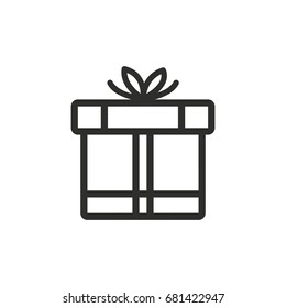 Gift Box vector icon. Black illustration isolated on white background for graphic and web design.