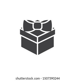 Gift box vector icon. filled flat sign for mobile concept and web design. Gift box with bow glyph icon. Symbol, logo illustration. Vector graphics