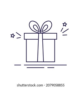 Gift box. Vector icon in line style isolated on white background.