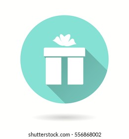 Gift Box vector icon with long shadow. Illustration isolated for graphic and web design.