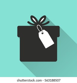 Gift Box vector icon with long shadow. Illustration isolated for graphic and web design.