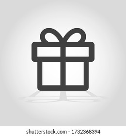 Icono de vector de caja de regalo en estilo de contorno. Ilustración del símbolo del paquete actual de Bitsday. Caja de regalo de Navidad con cinta adhesiva en estilo de trazo.